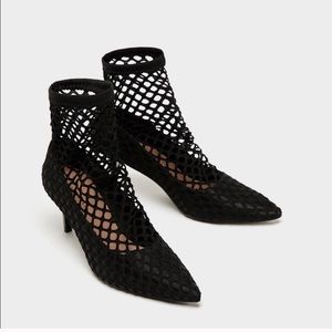 Zara black fishnet shoes